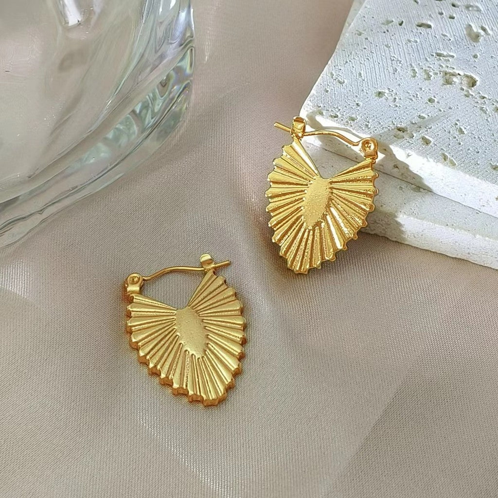 Urban Radiance 316L Titanium Steel Sunburst Fan-Shaped Earrings