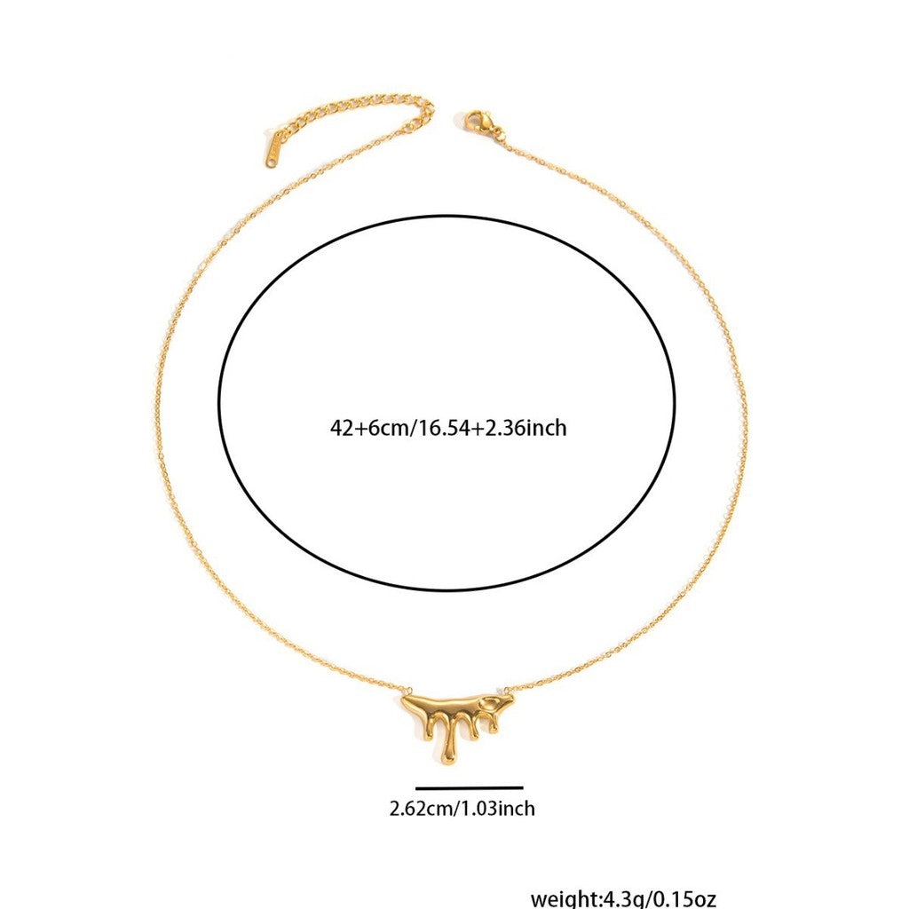【Watercolor Style】Urban Atelier|316L Titanium Steel Abstract Streamline Necklace|18K Gold Plated Minimalist Design