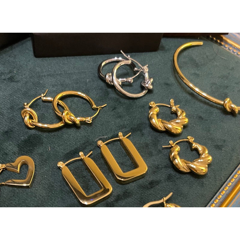 【French Square】Urban Frame 316L Titanium Steel Geometric U-shaped Hoop Earrings