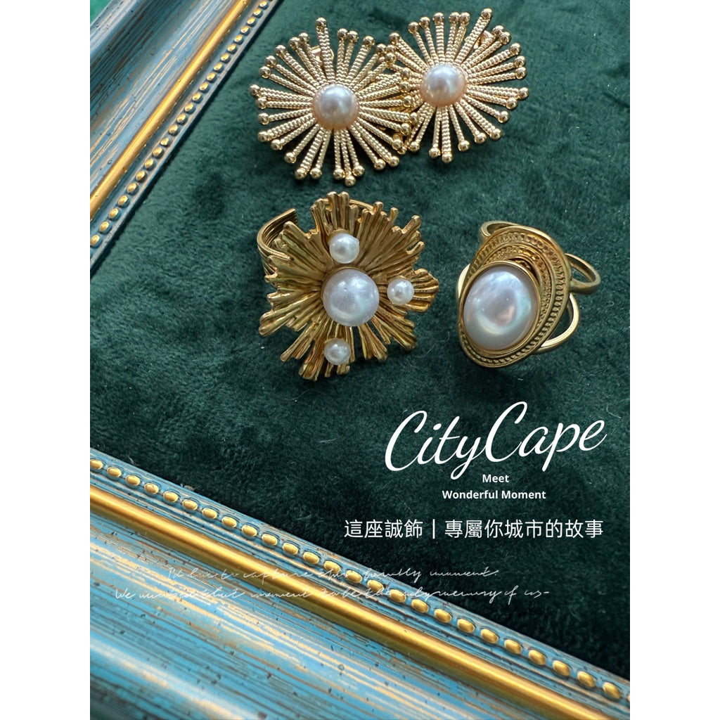【French Pearl】Urban Pearl 316L Titanium Steel Vintage Pearl Ring