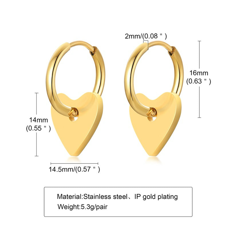 【Urban Pulse | Heart Dangle Hoop Earrings】CityCape© 316L Titanium Steel | 18K Gold | Hypoallergenic Design
