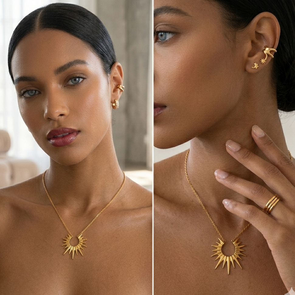 [Apollo] Urban Halo 316L Titanium Steel Radiant Structure Necklace