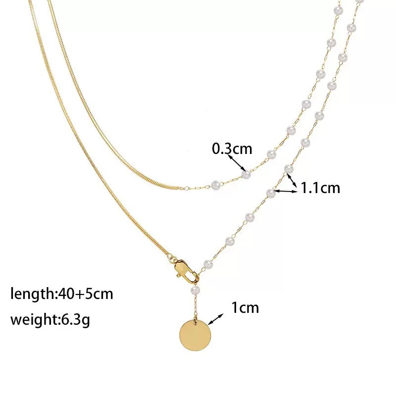 The Danish Girl | Urban Layer | Double Pearl Gold Chain CityCape© 316L Titanium Steel | 18K Gold Hypoallergenic | Layered Necklace