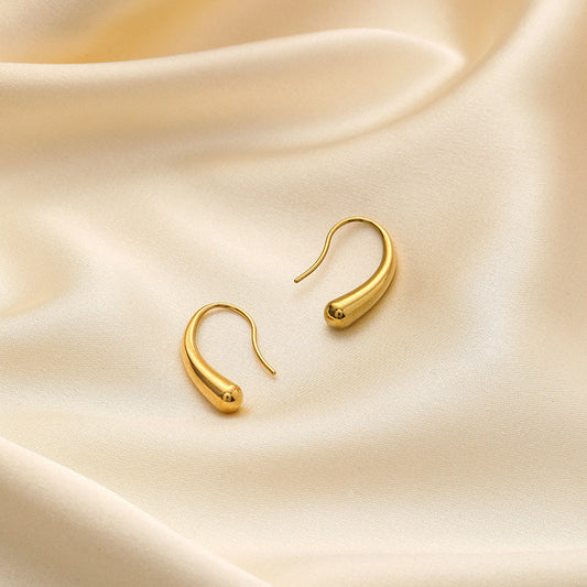 【Dishui Lake】Urban Drop 316L Titanium Steel Streamlined Earrings｜Minimalist Teardrop Structure