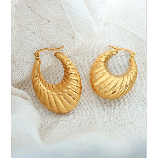 Urban Relief 316L Titanium Steel Sunburst Arc Hoop Earrings