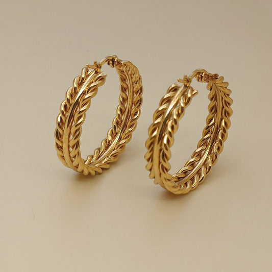 【Classic Craftsmanship】Urban Twist 316L Titanium Steel Double-Layer Twisted Hoop Earrings