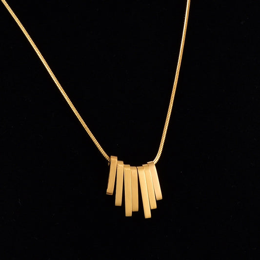 【New York Diva】Urban Bars 316L Titanium Steel Vertical Metal Necklace