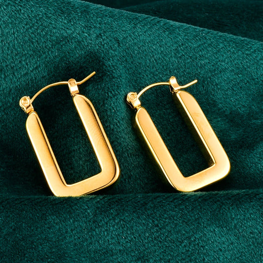 【French Square】Urban Frame 316L Titanium Steel Geometric U-shaped Hoop Earrings