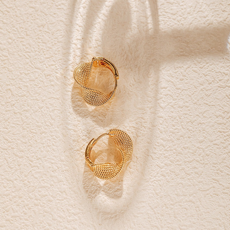 【New York Runway】Urban Runway｜316L Titanium Steel Spiral Earrings｜18K Gold Geometric Design