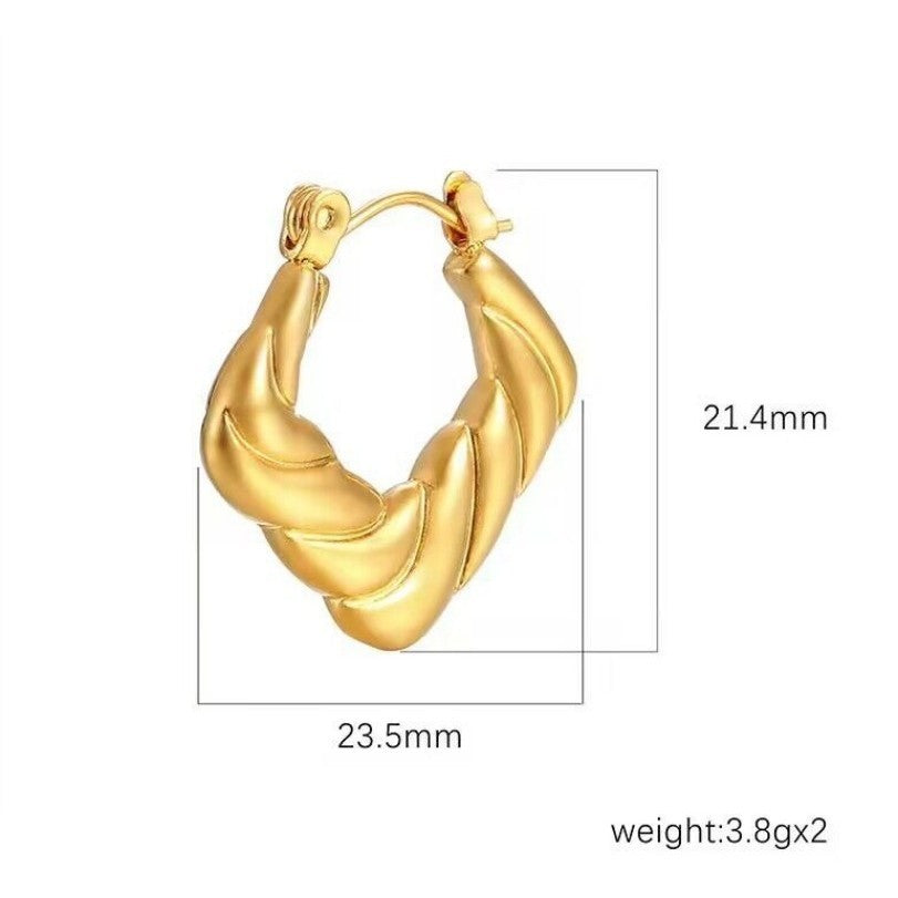 【Urban Drape｜Flowing Pleated Hoop Earrings】CityCape© 316L Titanium Steel｜18K Gold / Original Steel Color｜City Sculpture Collection