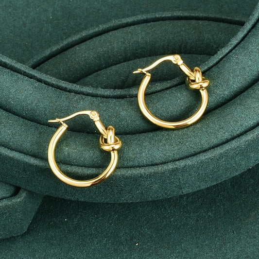 【French Knot】CUrban Knot 316L Titanium Steel Knot Hoop Earrings