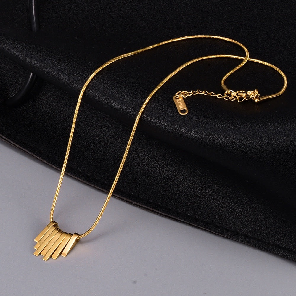 【New York Diva】Urban Bars 316L Titanium Steel Vertical Metal Necklace