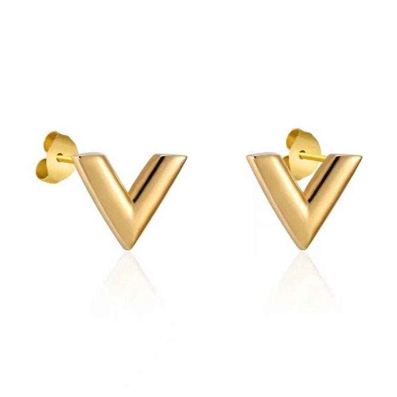 【Triumphal Arch Glory】Urban Angle 316L Titanium Steel Geometric V-shaped Stud Earrings