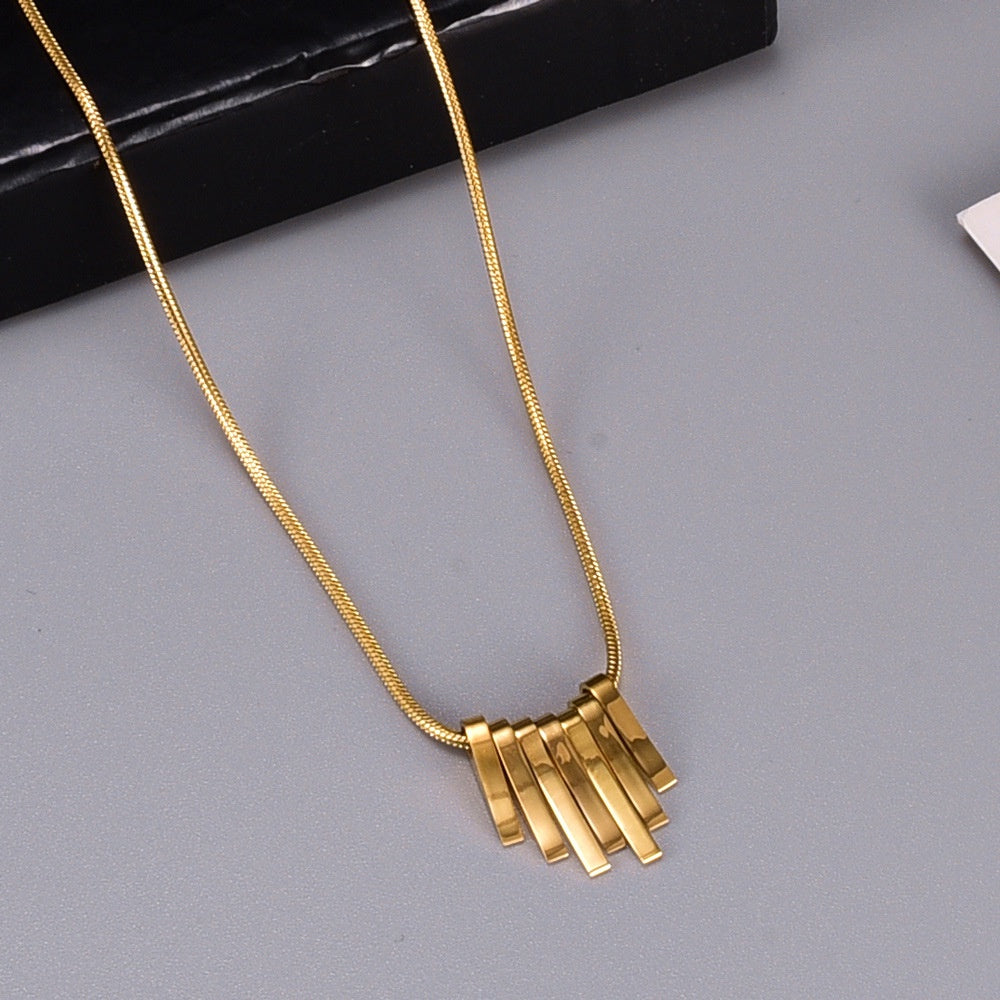 【New York Diva】Urban Bars 316L Titanium Steel Vertical Metal Necklace