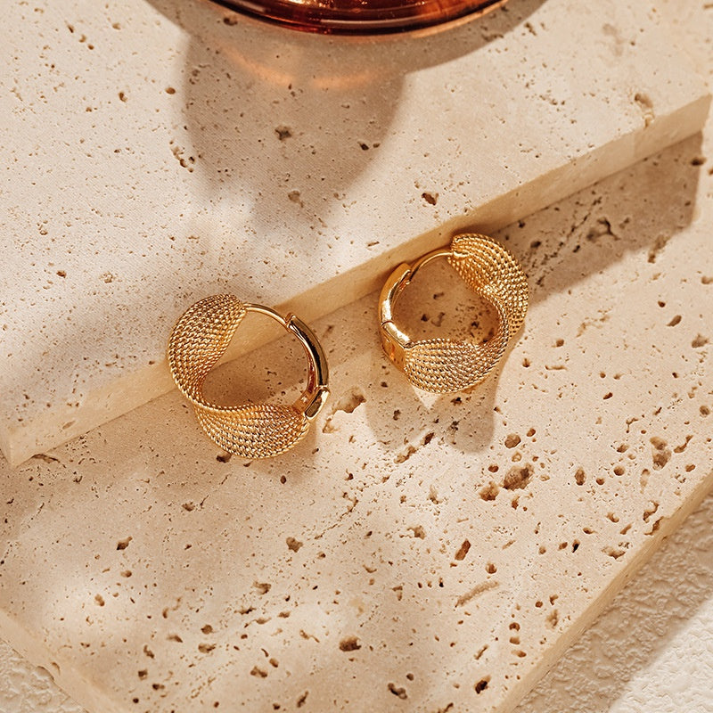 【New York Runway】Urban Runway｜316L Titanium Steel Spiral Earrings｜18K Gold Geometric Design