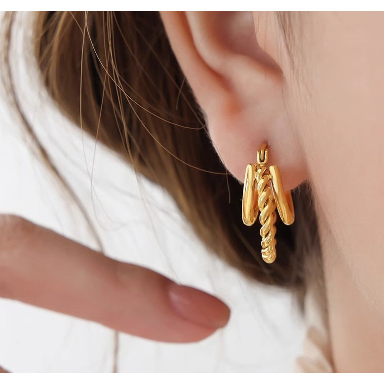 [Bohemian Impressions] Urban Layers 316L Titanium Steel Triple Layer Earrings