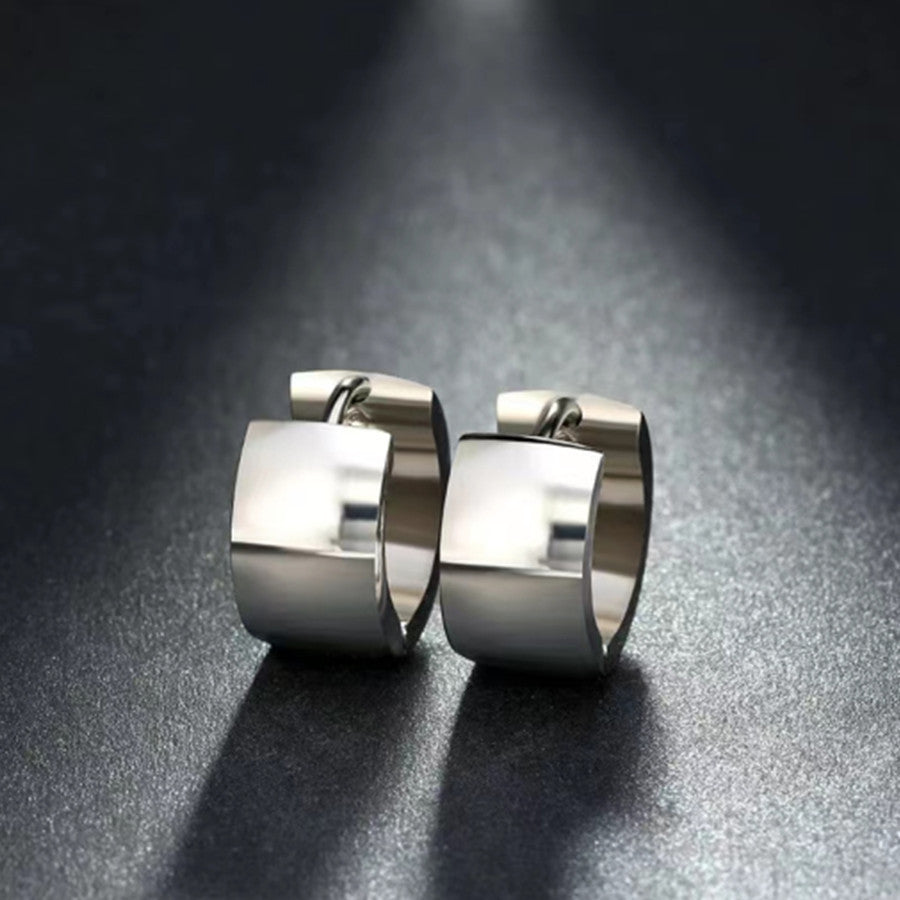 【Heavy Metal Rock】Urban Core 316L Titanium Steel Wide Hoop Earrings｜Minimalist Metal Structure