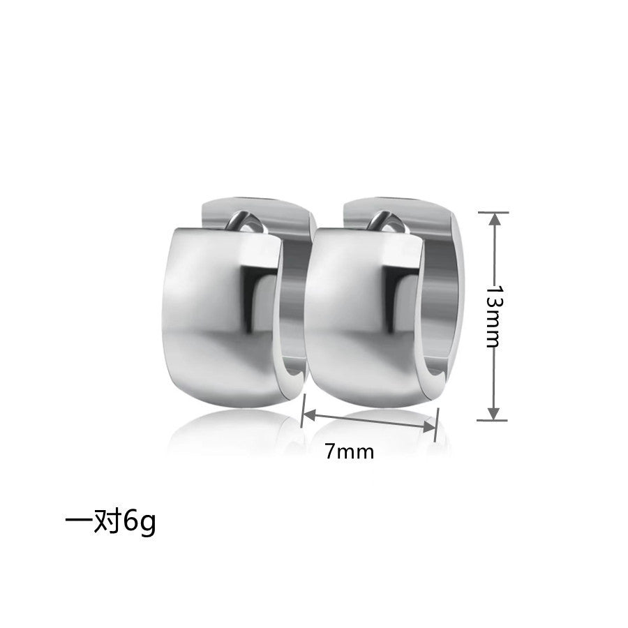 【Heavy Metal Rock】Urban Core 316L Titanium Steel Wide Hoop Earrings｜Minimalist Metal Structure