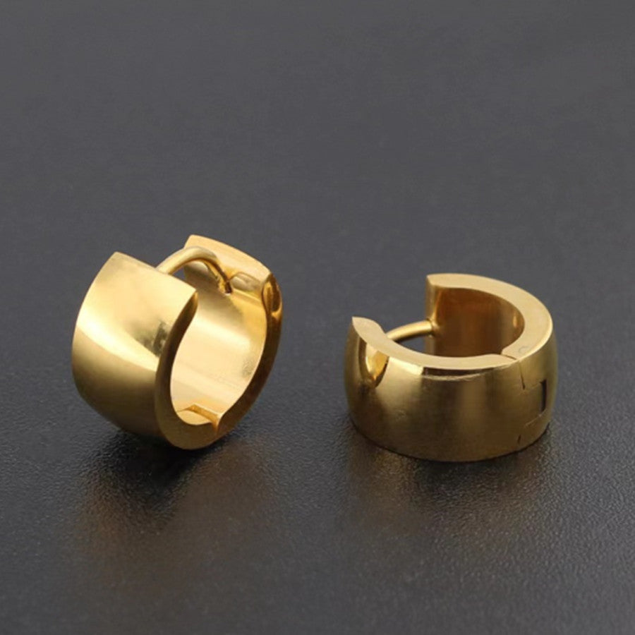 【Heavy Metal Rock】Urban Core 316L Titanium Steel Wide Hoop Earrings｜Minimalist Metal Structure