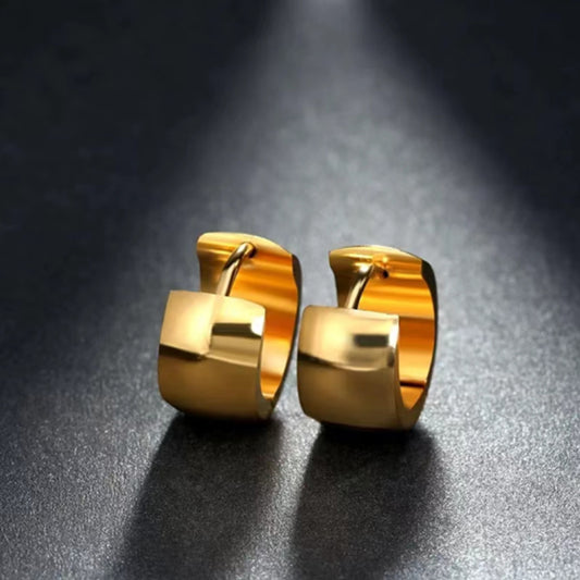 【Heavy Metal Rock】Urban Core 316L Titanium Steel Wide Hoop Earrings｜Minimalist Metal Structure