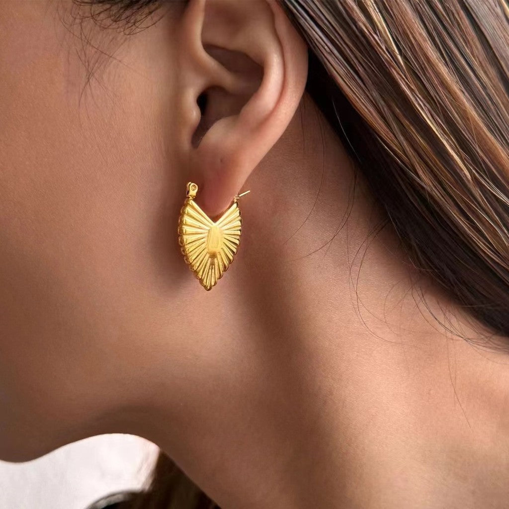 Urban Radiance 316L Titanium Steel Sunburst Fan-Shaped Earrings