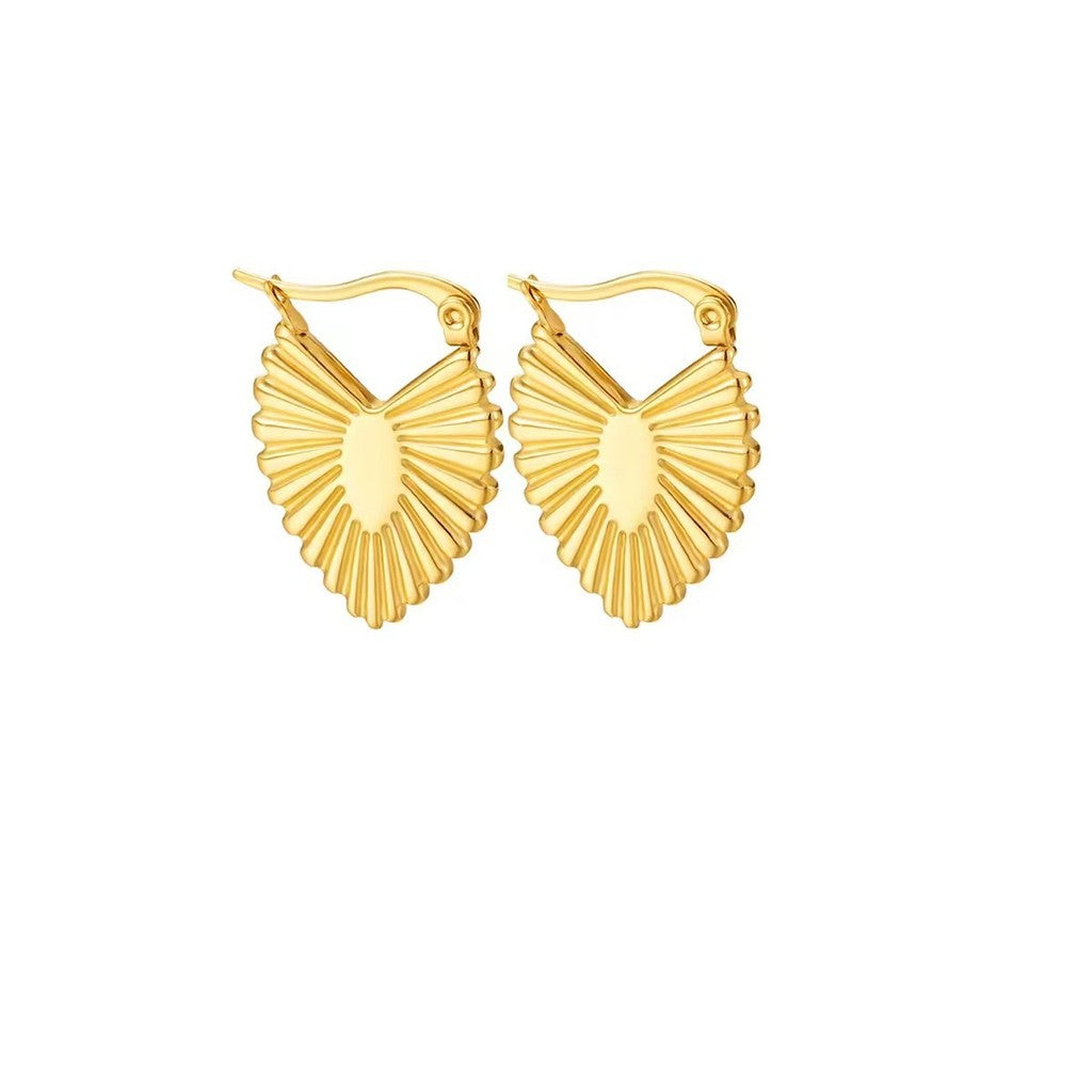 Urban Radiance 316L Titanium Steel Sunburst Fan-Shaped Earrings