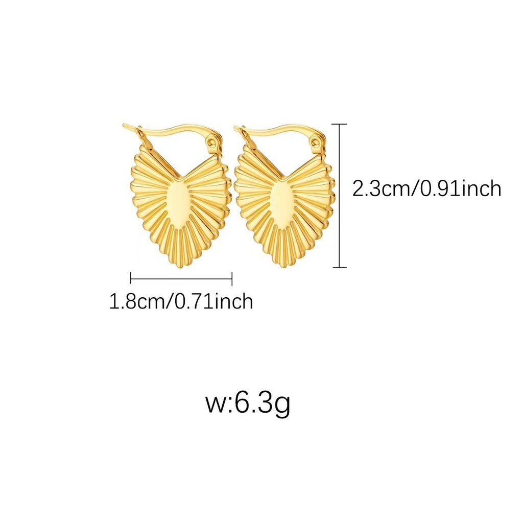 Urban Radiance 316L Titanium Steel Sunburst Fan-Shaped Earrings