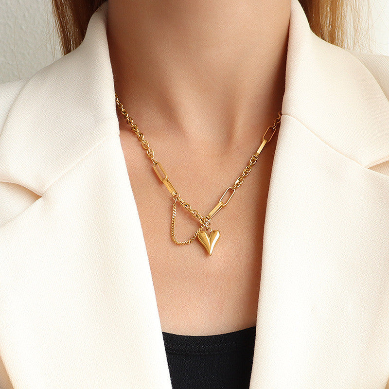 [Urban Link Heart | Link Heart Necklace / Bracelet] CityCape© 316L Titanium Steel | 18K Gold | Hypoallergenic Design