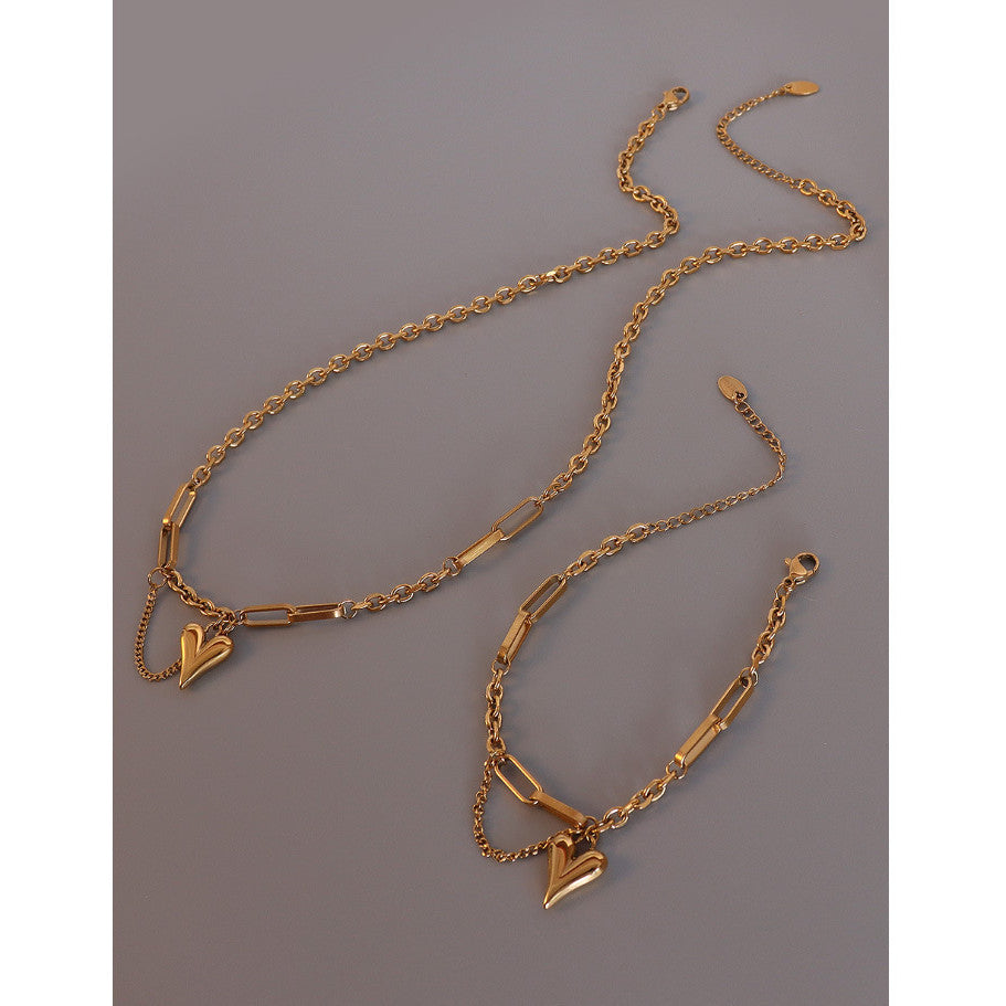 [Urban Link Heart | Link Heart Necklace / Bracelet] CityCape© 316L Titanium Steel | 18K Gold | Hypoallergenic Design