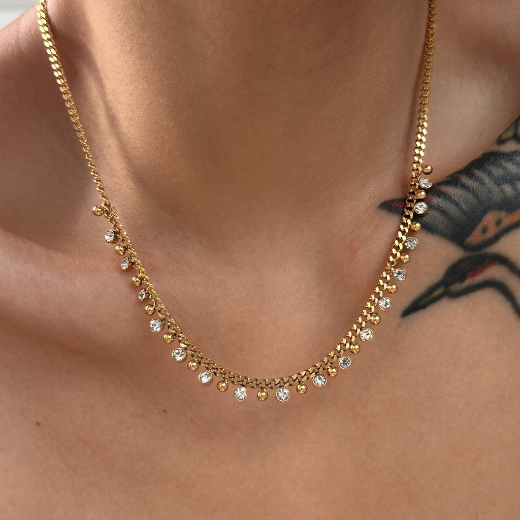 Urban Meteor 316L Titanium Steel Meteorite Diamond Clavicle Chain