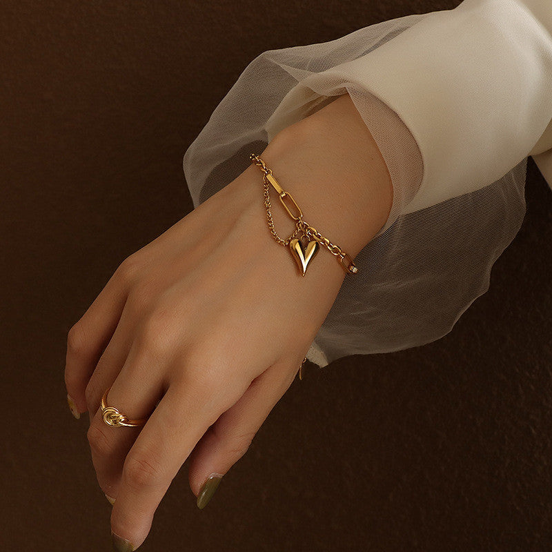 [Urban Link Heart | Link Heart Necklace / Bracelet] CityCape© 316L Titanium Steel | 18K Gold | Hypoallergenic Design