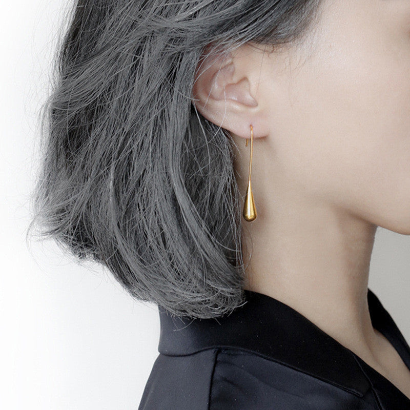 【GOLDFISH TEARS】Urban Drop｜316L Titanium Steel Teardrop Dangle Earrings｜18K Gold Plated Minimalist Design