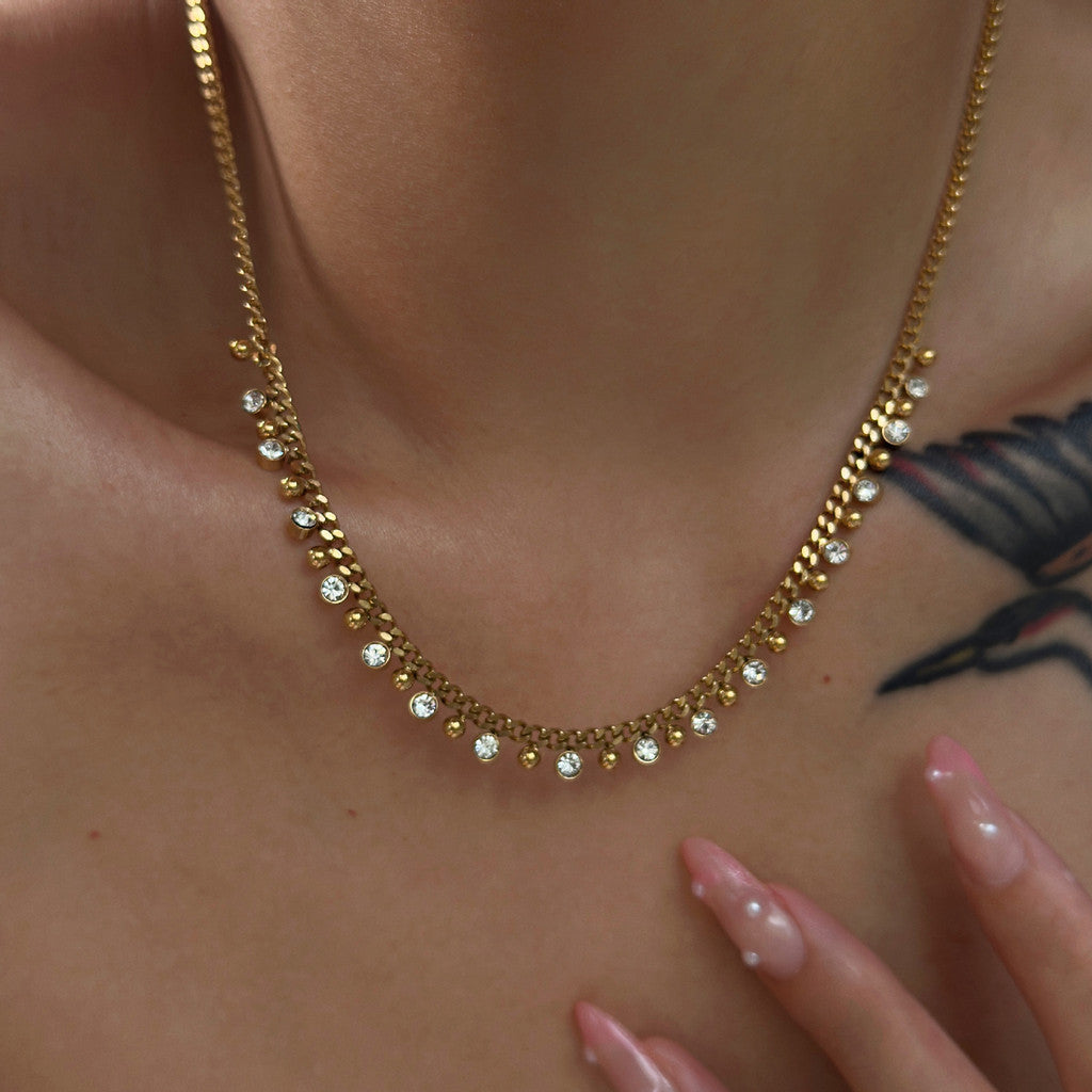 Urban Meteor 316L Titanium Steel Meteorite Diamond Clavicle Chain
