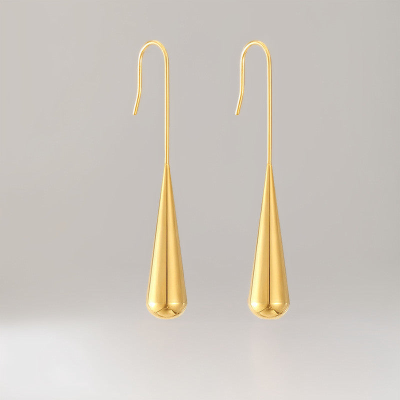 【GOLDFISH TEARS】Urban Drop｜316L Titanium Steel Teardrop Dangle Earrings｜18K Gold Plated Minimalist Design