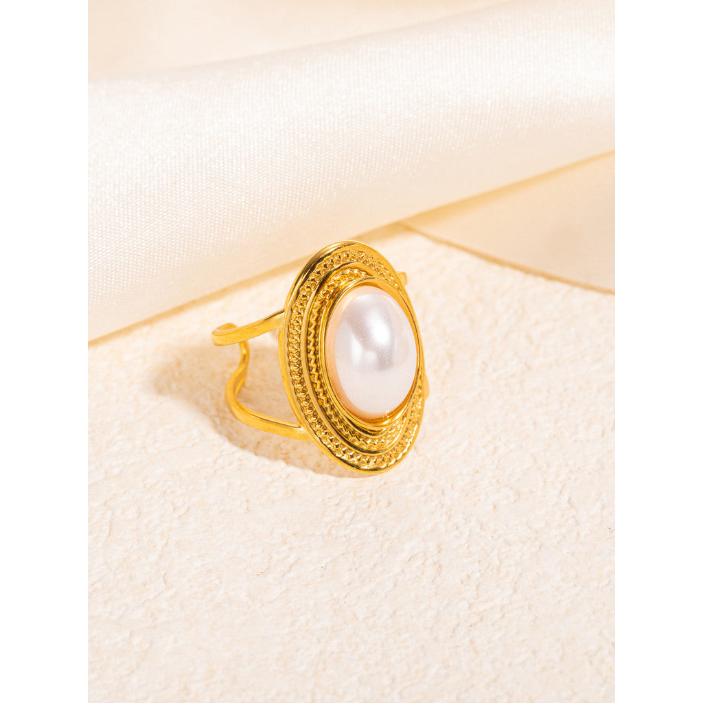 【French Pearl】Urban Pearl 316L Titanium Steel Vintage Pearl Ring