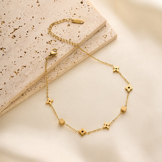 [Urban Light | Minimalist Lucky Charm Bracelet] CityCape© 316L Titanium Steel | 18K Gold | Hypoallergenic Daily Design