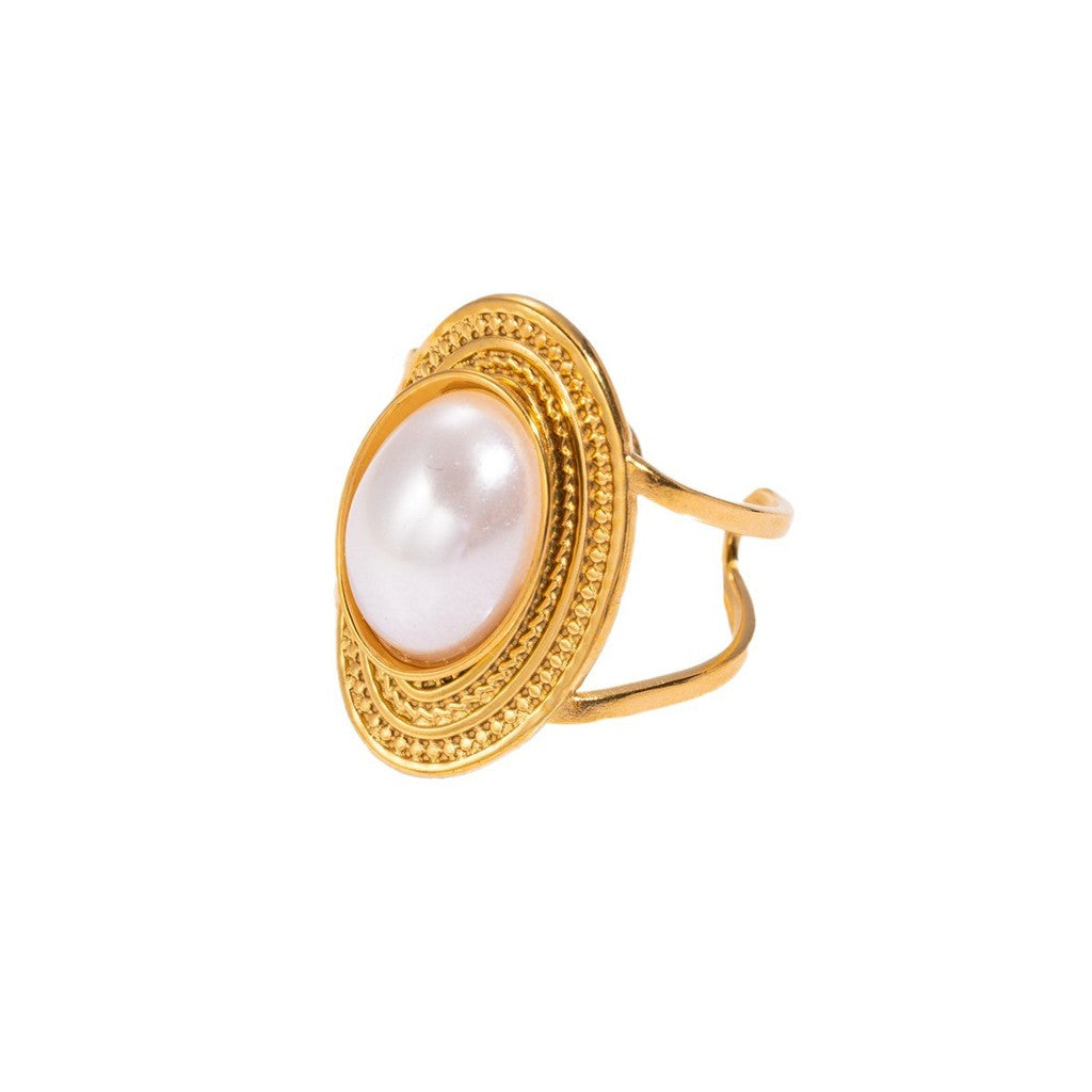【French Pearl】Urban Pearl 316L Titanium Steel Vintage Pearl Ring