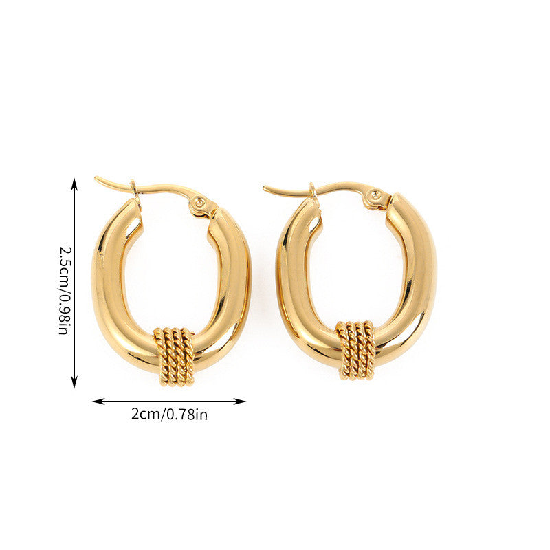 【羅馬競技場】Urban Coil316L 鈦鋼結構圈耳｜18K 鍍金纏繞設計