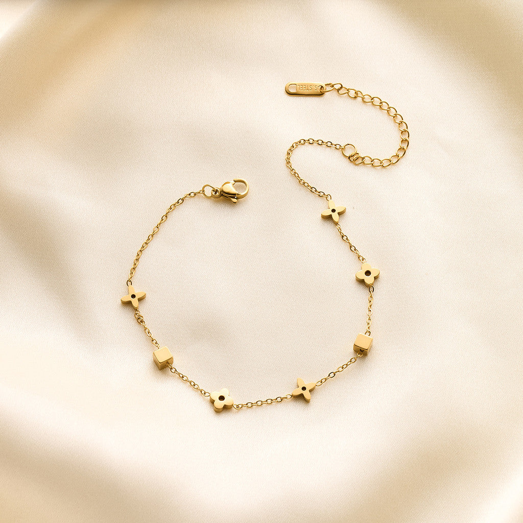 [Urban Light | Minimalist Lucky Charm Bracelet] CityCape© 316L Titanium Steel | 18K Gold | Hypoallergenic Daily Design
