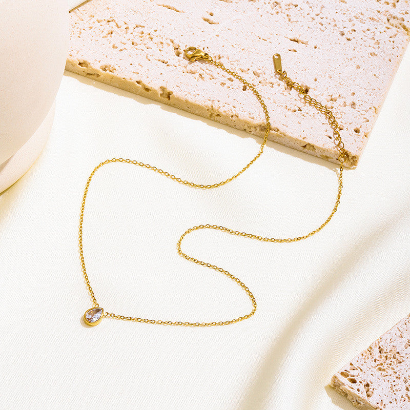 【Urban Dew｜Shimmering Droplet Necklace】CityCape© 316L Titanium Steel｜18K Gold｜Minimalist City Collection