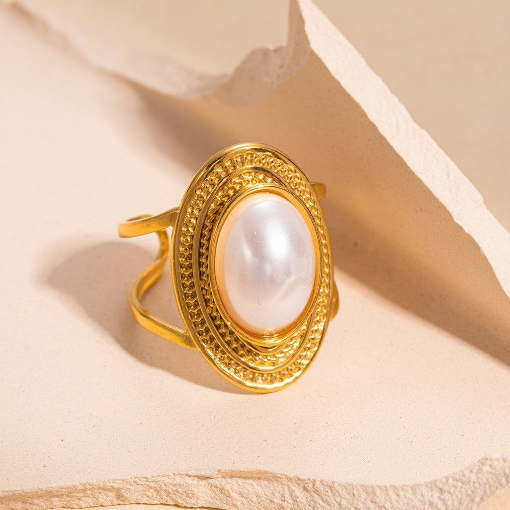 【French Pearl】Urban Pearl 316L Titanium Steel Vintage Pearl Ring