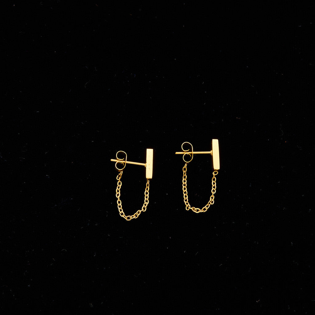 【Urban Edge｜Linked Double Stud Earrings】CityCape© 316L Titanium Steel｜18K Gold｜Hypoallergenic Design