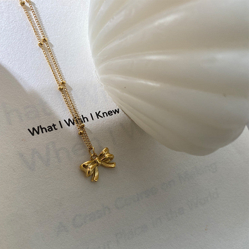 【Urban Ribbon｜城市蝴蝶結項鍊】  CityCape© 316L 鈦鋼｜18K金｜法式輕甜系列