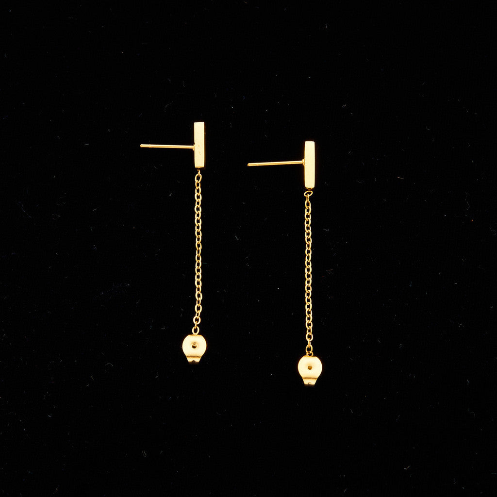 【Urban Edge｜Linked Double Stud Earrings】CityCape© 316L Titanium Steel｜18K Gold｜Hypoallergenic Design