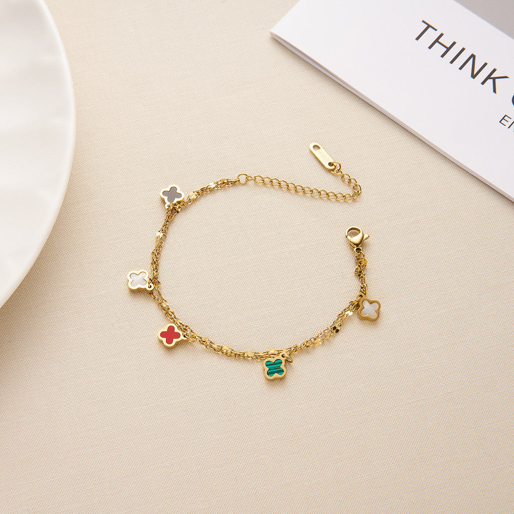 [Urban Play | Lucky Clover Bracelet] CityCape© 316L Titanium Steel | 18K Gold | Hypoallergenic Light Luxury Design