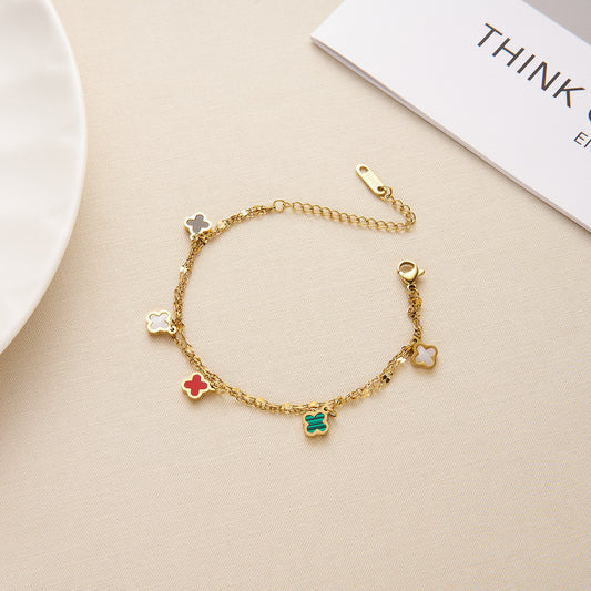 [Urban Play | Lucky Clover Bracelet] CityCape© 316L Titanium Steel | 18K Gold | Hypoallergenic Light Luxury Design