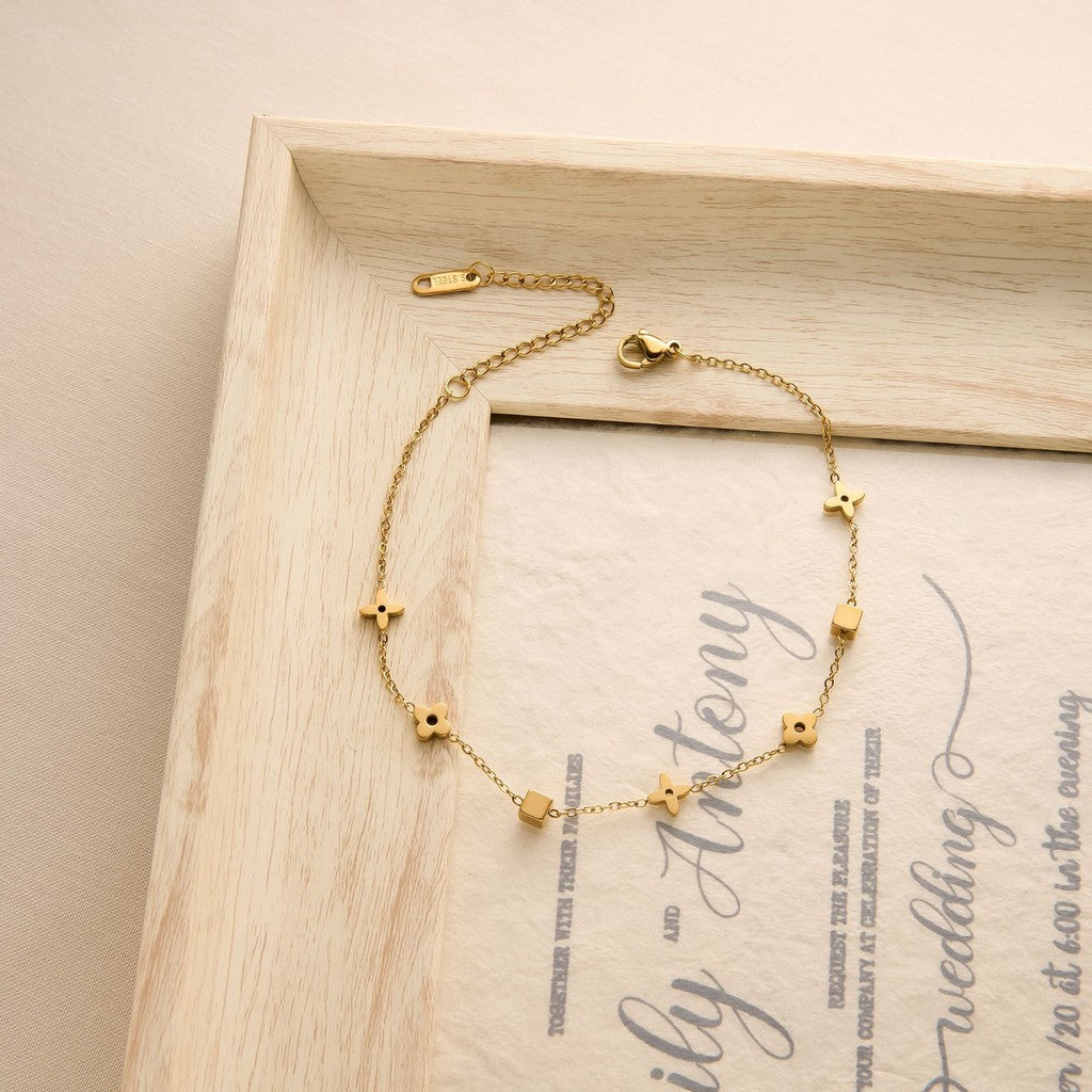 [Urban Light | Minimalist Lucky Charm Bracelet] CityCape© 316L Titanium Steel | 18K Gold | Hypoallergenic Daily Design