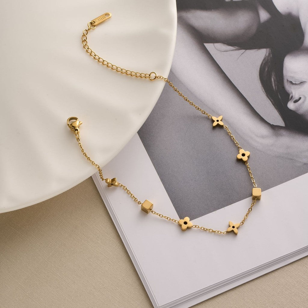 [Urban Light | Minimalist Lucky Charm Bracelet] CityCape© 316L Titanium Steel | 18K Gold | Hypoallergenic Daily Design