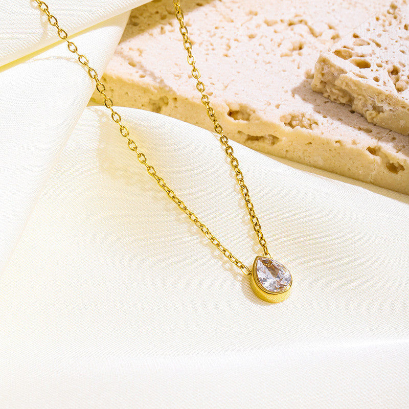 【Urban Dew｜Shimmering Droplet Necklace】CityCape© 316L Titanium Steel｜18K Gold｜Minimalist City Collection