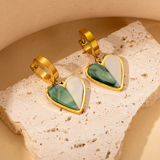 Urban Muse 316L Titanium Steel Color-Blocked Heart Earrings